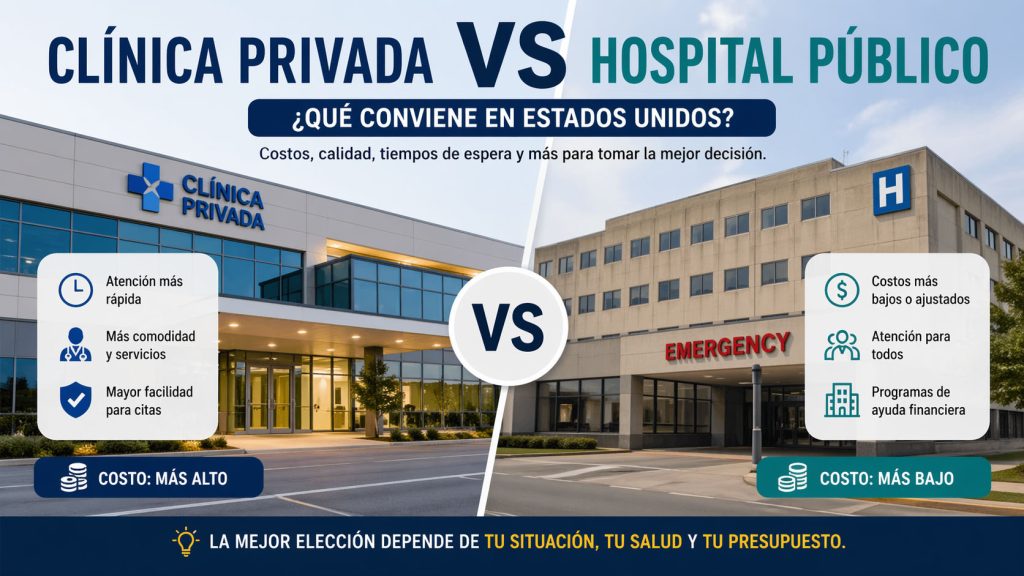 Clínica privada vs hospital público en Estados Unidos: ¿Cuál conviene en 2026?